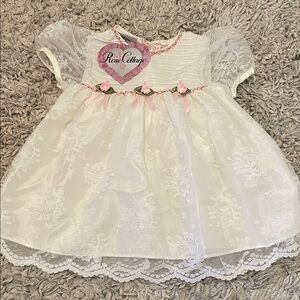 NWT Rose Cottage White Lace Dress, Made in U.S.A., Size 12 Months